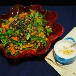 kumara, chickpea, quinoa, tahini youghurt, healthy, salad, recipe, dressing, sweet potato quinoa salad