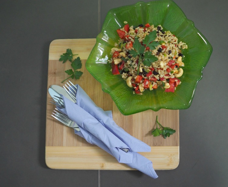 brown rice salad recipe, salad, nuts, seeds, healthy, recipe