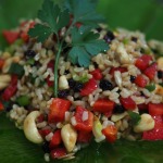 brown, rice, salad recipe, cashew, seeds, currants