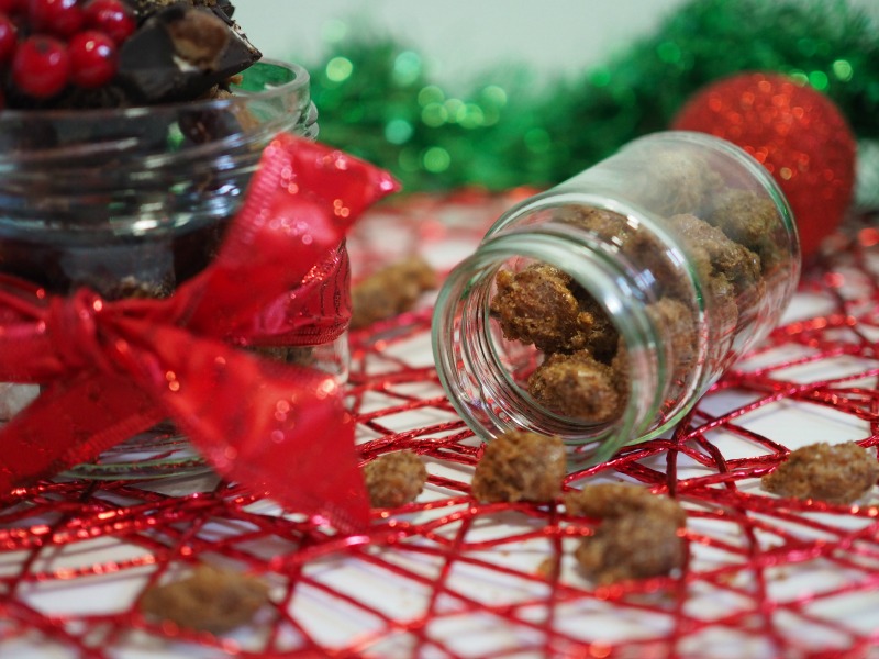 spiced, candied, nuts, chocolate, Christmas, xmas, gifts, easy