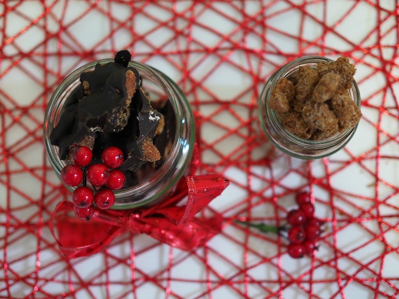 spiced, candied, nuts, chocolate, jar, gift, recipe, spiced nuts for christmas