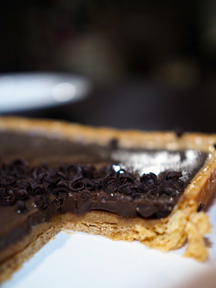 chocolate ganache and salted caramel tart, dish'd food store