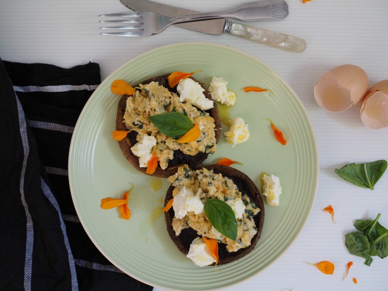 green eggs and mushrooms, green eggs, herb, eggs, basil, mushrooms, breakfast, brunch healthy, food styling