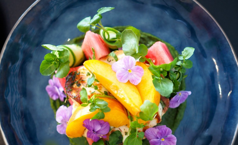 lolo and wren, aphrodite halloumi salad, halloumi, watermelon, cheese